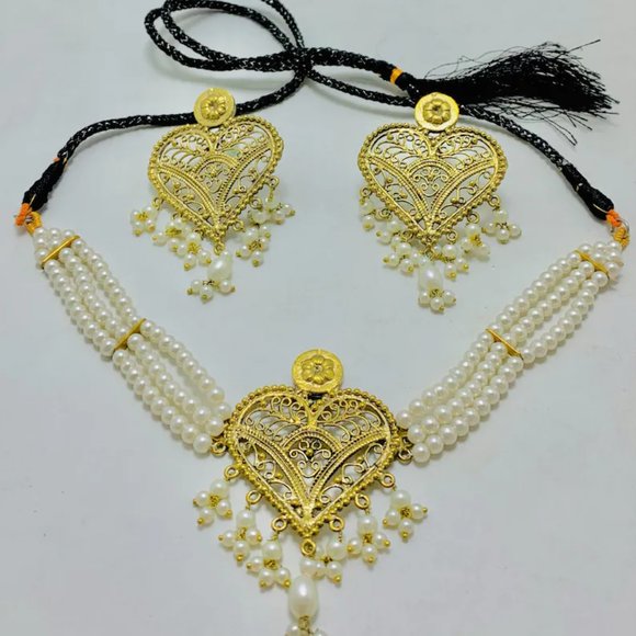 Unique Jewelry Set White Pearls Beaded Choker Necklace With Earrings Jewelry Set - Picture 7 of 10